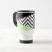 Mug De Voyage Grey Zigzag, Grey Chevron, Mint, Votre Nom (Devant gauche)