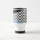 Mug De Voyage Gris Zigzag, Gris Chevron, Motif Zigzag, Bleu (Centre)