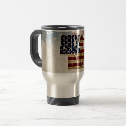 Mug De Voyage Grunge USA juillet 4 Juillet Indépendance Graphiqu (Devant gauche)