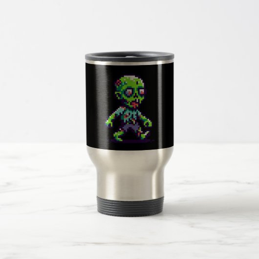 Mug De Voyage Halloween 8 bits drôle zombie (Centre)