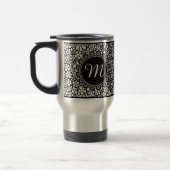 Mug De Voyage Hand Drawn Black and White Flower Pattern Monogram (Gauche)