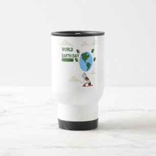Mug De Voyage Harmonie jour des terres - Illustration bleue et v