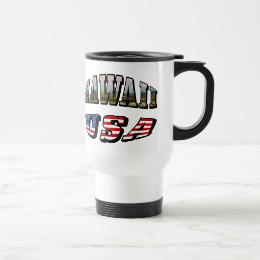 Mug De Voyage Hawaii Picture et USA Flag Text (Droite)