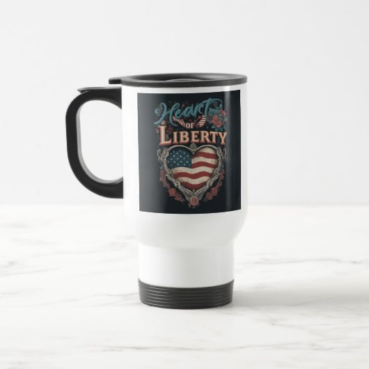 Mug De Voyage "Heart of Liberty" Travel Coffee Mug. (Gauche)