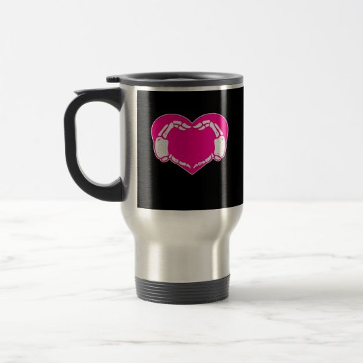 Mug De Voyage Heart Skeleton mains gothique Valentine classique (Gauche)