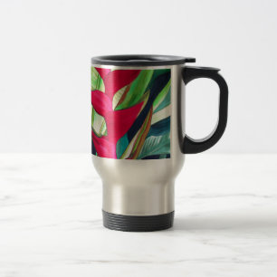 Mug De Voyage Heliconia Lobster Claw fleur d'aquarelle tropicale