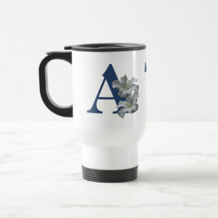 Mug De Voyage Hibiscus Fleur Monogramme Initial A Nom 