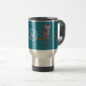 Mug De Voyage Hibou au monogramme d'illustration de nuit (Devant droit)