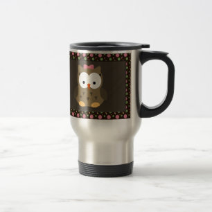 Mug De Voyage Hibou mignon de bébé avec l'arc rose