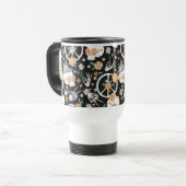 Mug De Voyage Hippie Halloween Skulls et Fleurs Motif (Devant gauche)