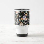 Mug De Voyage Hippie Halloween Skulls et Fleurs Motif (Centre)