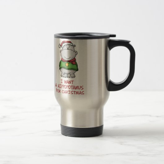 Mug De Voyage Hippopotame pour Noël - conception mignonne (Droit)