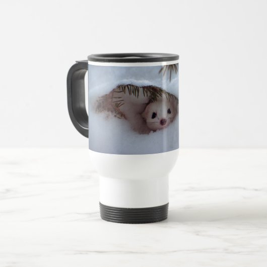 Mug De Voyage Hiver - Weasel à queue courte (Devant gauche)