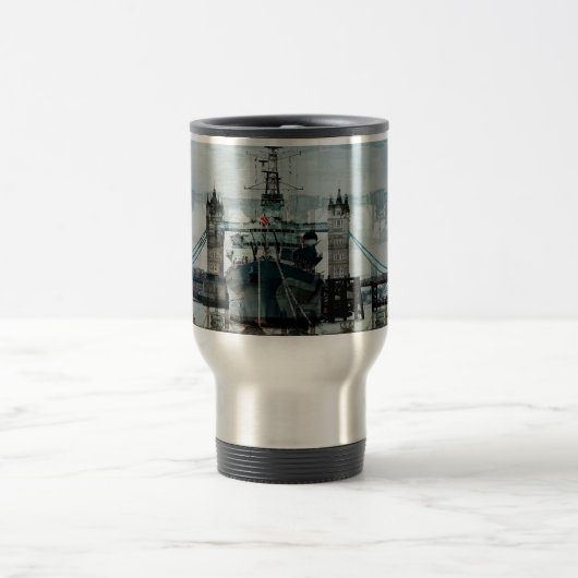 Mug De Voyage HMS Belfast Sur La Tamise, Londres Angleterre (Centre)
