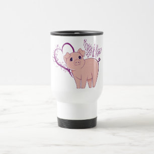 Mug De Voyage Hogg et baisers, petit art numérique rose mignon
