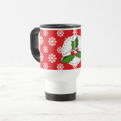 Mug De Voyage Holly Berry on Red White Snowflakes (Devant gauche)