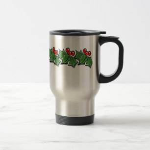 Mug De Voyage Holly Feuilles, Holly Berries, couronne de Noël