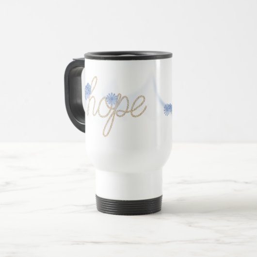 Mug De Voyage HOPE Rope Text With Blue Daisies (Devant gauche)