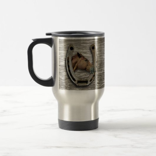 Mug De Voyage Horsemanship Horseshoe frames Cheval personnaliser (Gauche)