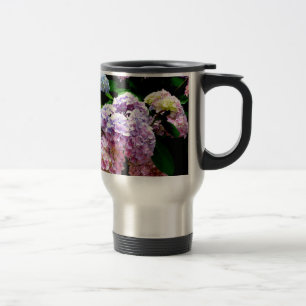 Mug De Voyage Hydrangea garden, rose, bleu, purple floral
