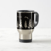 Mug De Voyage Hygge nordique avec silhouettes forestières noir b (Devant droit)