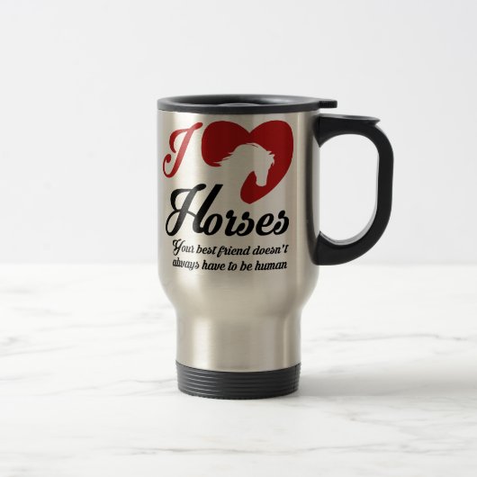 Mug De Voyage I Love/Heart Horses (Droit)