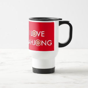 Mug De Voyage I Love Mahjong - Roue Remplace O (Texte Blanc)