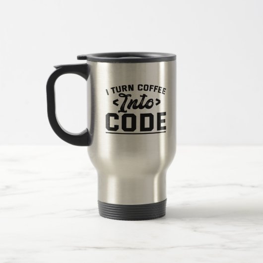 Mug De Voyage I Turn Coffee into Code Funny Programmer Life Gift (Gauche)