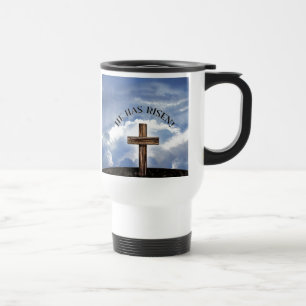 Mug De Voyage Il Est Ressuscité Croix Rugueuse Ciel