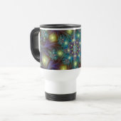 Mug De Voyage Illuminé Abstrait brillant Turquoise violet Fracta (Devant gauche)