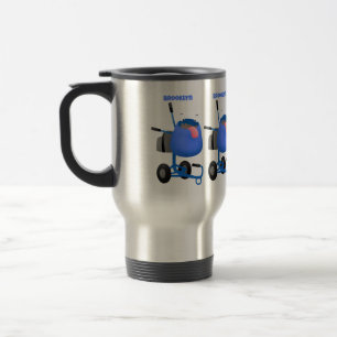 Mug De Voyage Illustration amusante du mélangeur de ciment bleu