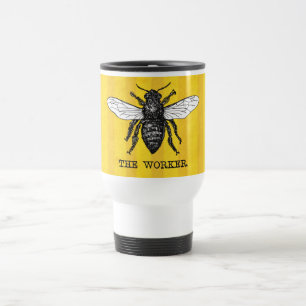 Mug De Voyage Illustration d'abeille ouvrière vintage
