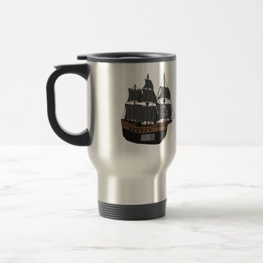 Mug De Voyage Illustration de bateau pirate (Gauche)