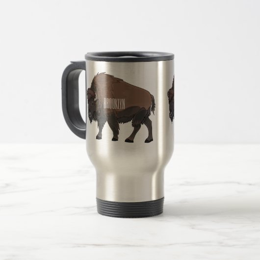 Mug De Voyage Illustration de bison (Devant gauche)