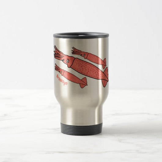 Mug De Voyage Illustration de calamar rose (Centre)