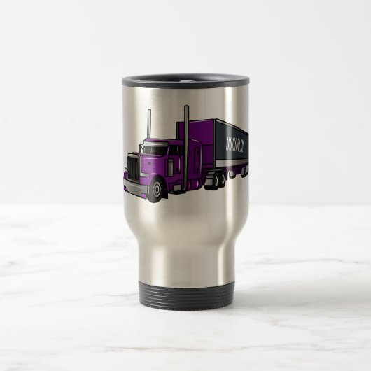 Mug De Voyage Illustration de camion semi-remorque (Centre)