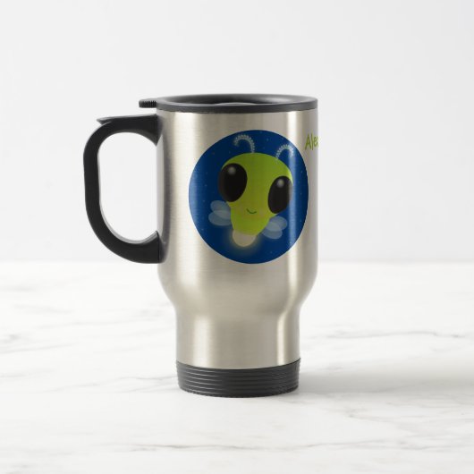 Mug De Voyage Illustration de la luciole vert mou (Gauche)