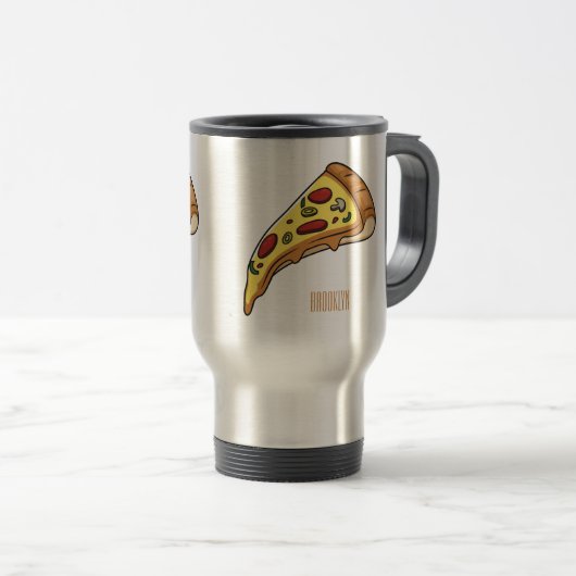 Mug De Voyage Illustration de la pizza (Devant droit)