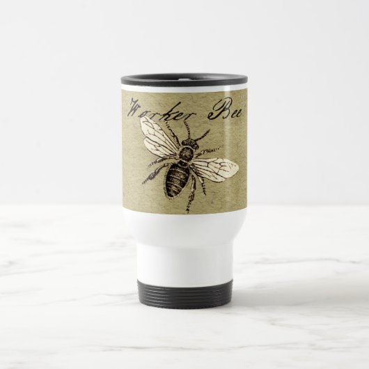 Mug De Voyage Illustration de l'insecte d'abeille vintage (Centre)