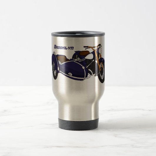 Mug De Voyage Illustration de moto pourpre Sidecar (Centre)