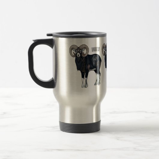 Mug De Voyage Illustration de mouflon, mouton (Gauche)