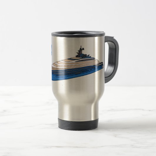 Mug De Voyage Illustration de yacht (Devant droit)