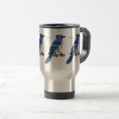 Mug De Voyage Illustration d'oiseau de jay bleu (Devant droit)