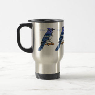 Mug De Voyage Illustration d'oiseau de jay bleu