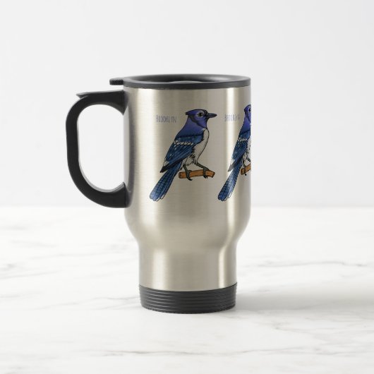 Mug De Voyage Illustration d'oiseau de jay bleu (Gauche)
