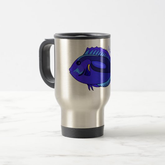 Mug De Voyage Illustration du poisson de la cuve bleue (Devant gauche)