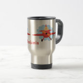 Mug De Voyage Illustration d'un avion rouge volant mignon (Devant droit)