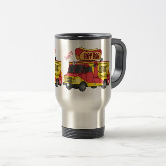 Mug De Voyage Illustration d'un camion de nourriture pour chien (Devant droit)