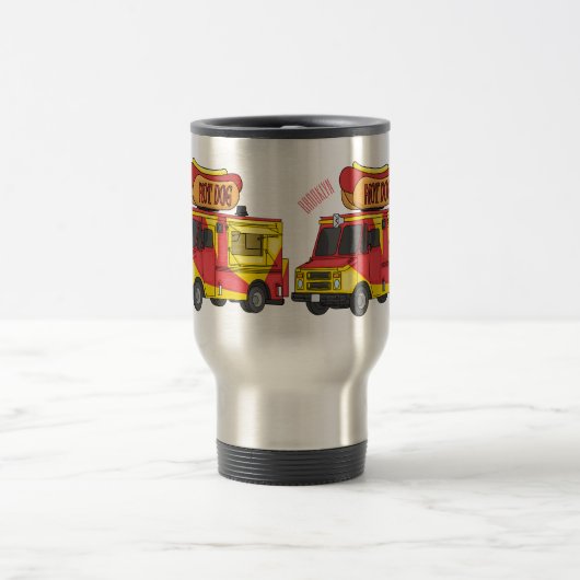 Mug De Voyage Illustration d'un camion de nourriture pour chien (Centre)