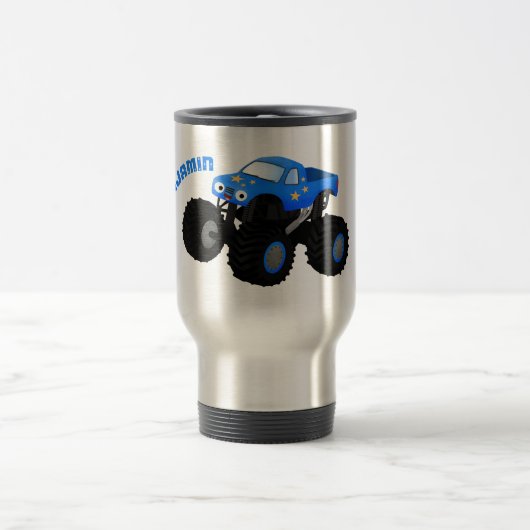 Mug De Voyage Illustration d'un camion monstre bleu mou (Centre)